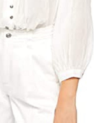 Free People Women's Cool Meadow Cotton Peasant Blouse White Size Small