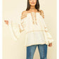 Free People Women's Talia Embroidered Blouse White Size X-Small