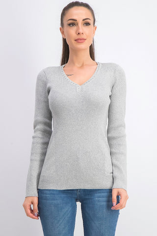 DKNY Women's Metallic-Threaded Embellished Sweater Silver Size X-Large