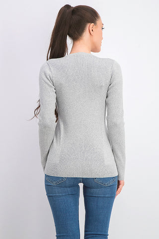 DKNY Women's Metallic-Threaded Embellished Sweater Silver Size X-Large