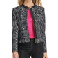 DKNY Women's Snake-Embossed Faux-Leather-Trim Jacket Gray Size 4