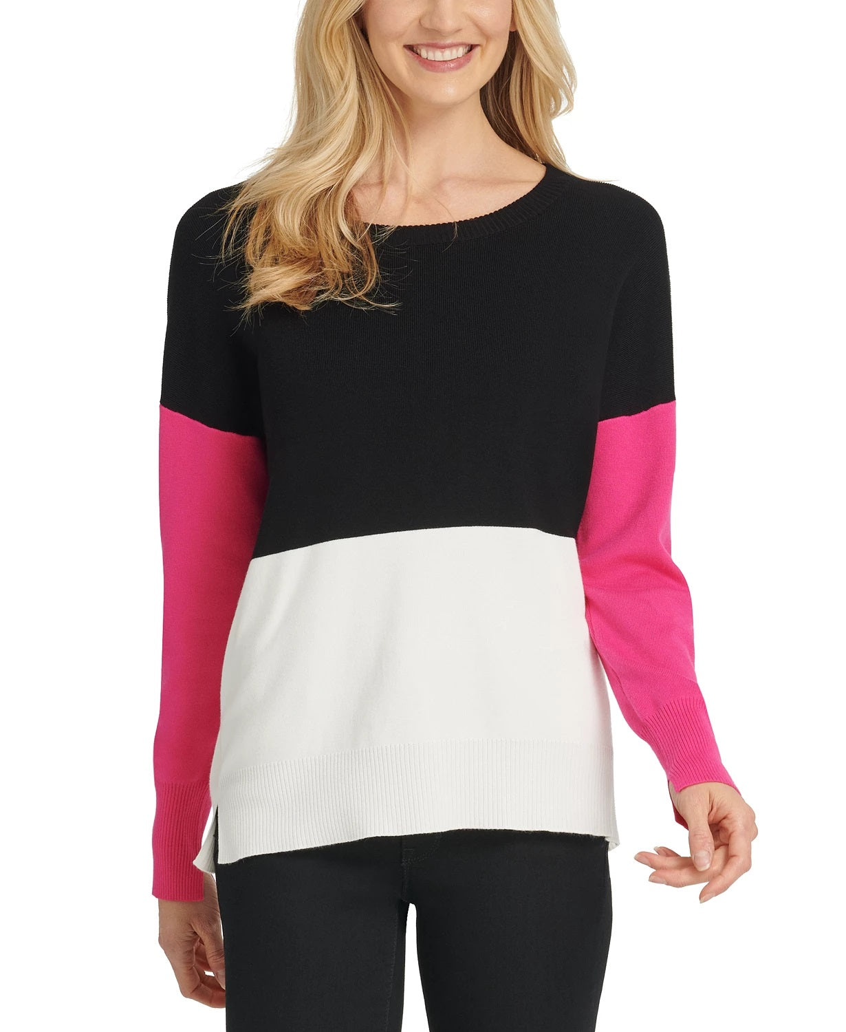 DYNY Women's Colorblocked Sweater Dark Gray Size Extra Large