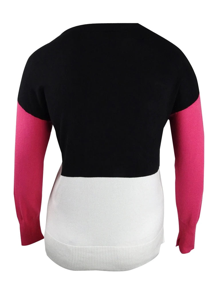 DYNY Women's Colorblocked Sweater Dark Gray Size Extra Large