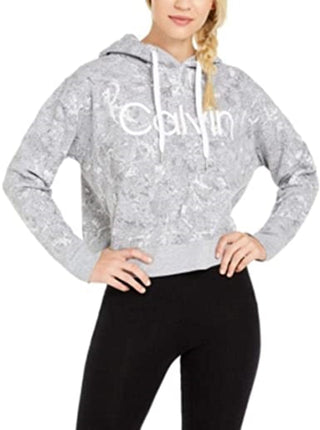 Calvin Klein Women's Performance Cobra-Print Fleece Hoodie Gray Size Extra Large