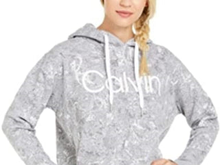 Calvin Klein Women's Performance Cobra-Print Fleece Hoodie Gray Size Extra Large