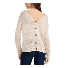 Pink Rose Juniors' Reversible Button-Back Sweater Lt Beige Size Small