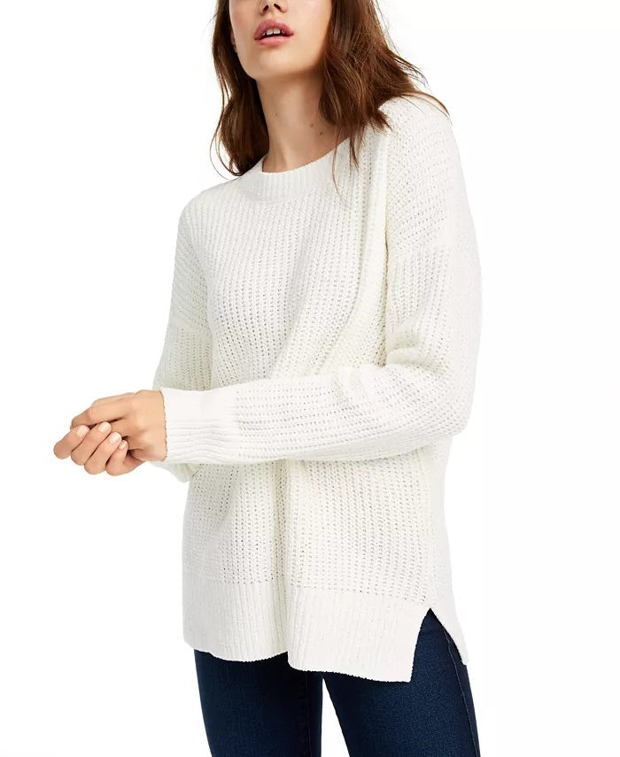 Pink Rose Juniors' Chenille Sweater White Size Small