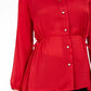 NY Collection Women's Tie-Side Peplum Blouse Mediun Red Size Petite
