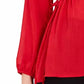 NY Collection Women's Tie-Side Peplum Blouse Mediun Red Size Petite