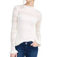Crave Fame Juniors' Pointelle-Trim Sweater White Size Medium