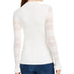 Crave Fame Juniors' Pointelle-Trim Sweater White Size Medium