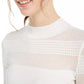 Crave Fame Juniors' Pointelle-Trim Sweater White Size Medium