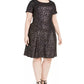 Robbie Bee Women's Plus Metallic Rose Printed Dress Black Size 1X