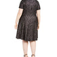 Robbie Bee Women's Plus Metallic Rose Printed Dress Black Size 1X