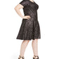 Robbie Bee Women's Plus Metallic Rose Printed Dress Black Size 1X