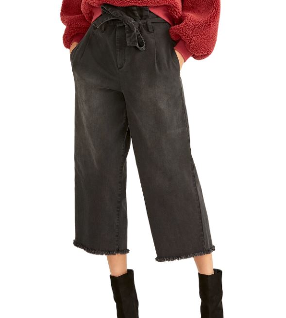 Rachel Roy Women's Cropped Paperbag Pants Black Size 10