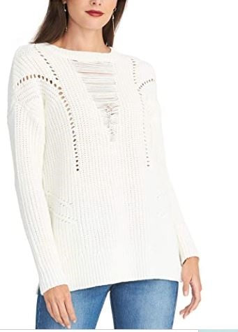 Rachel Roy Women's Textured Sweater White Size X-Large