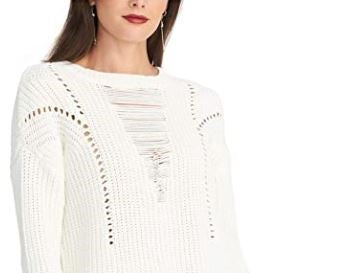 Rachel Roy Women's Textured Sweater White Size X-Large