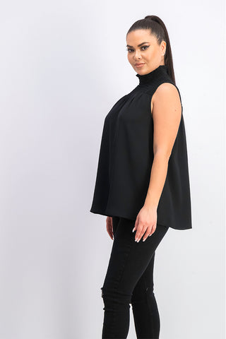 Rachel Roy Women's Mindi Smocked Mock-Neck Top Black Size Medium