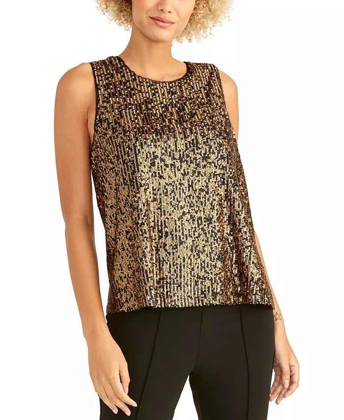 Rachel Roy Women's Aline Sequin Top Dark Yellow Size Large