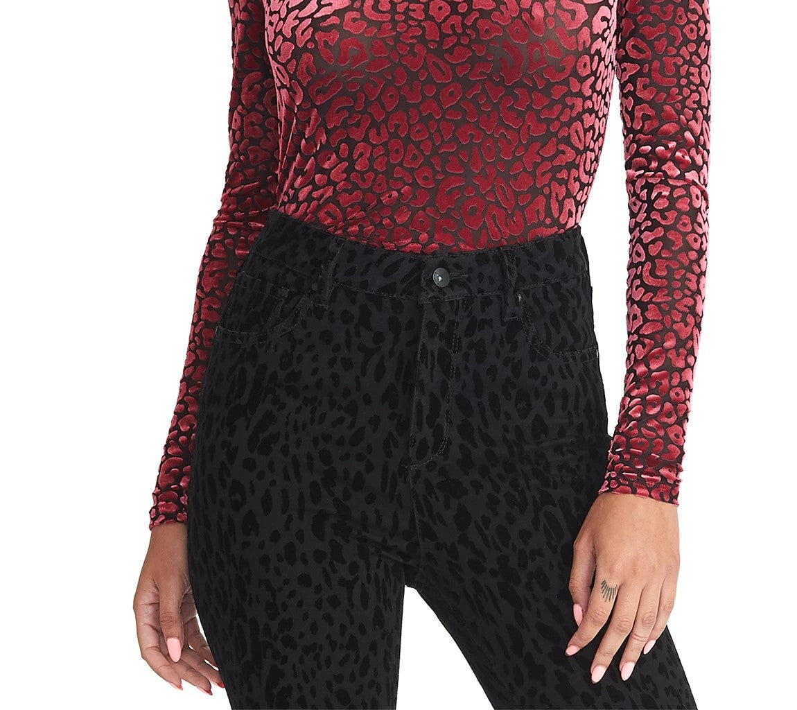 Rachel Roy Women's Val Flocked Turtleneck Top Pink Size Medium