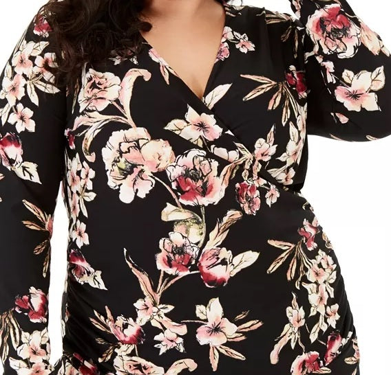 Rachel Roy Women's Plus Stella Ruched Top Black Size 2X