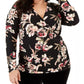 Rachel Roy Women's Plus Stella Ruched Top Black Size 2X