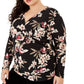 Rachel Roy Women's Plus Stella Ruched Top Black Size 2X