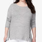 Rachel Roy Women's Plus Zip Hem Top Grey Size 2X