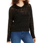 Ultra Flirt Juniors' Pointelle-Knit Hoodie Sweater Black Size Medium
