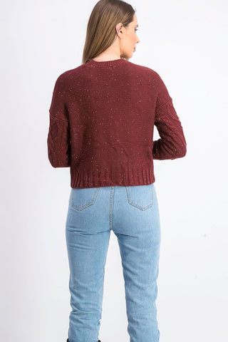 Ultra Flirt Juniors' Cable-Knit Sweater Wine Size Large