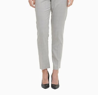 Calvin Klein Women's Slim-Leg Ankle Windowpane Pants Silver Size 12