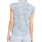 Calvin Klein Women's Printed Cap-Sleeve Button-Up Ruffled Blouse Green Size Small
