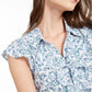 Calvin Klein Women's Printed Cap-Sleeve Button-Up Ruffled Blouse Green Size Small
