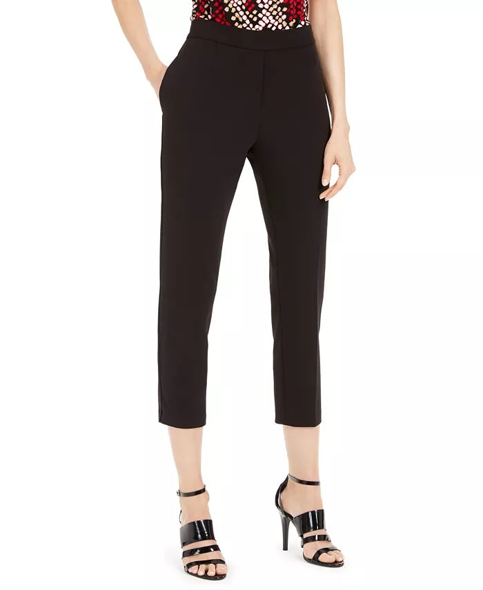 Calvin Klein Women's Piped-Trim Cropped Pants Black Size 8