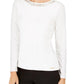 Calvin Klein Women's Embellished-Neck Top White Size Small