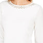 Calvin Klein Women's Embellished-Neck Top White Size Small