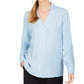 Calvin Klein Women's V Neck Top Blue Size Large