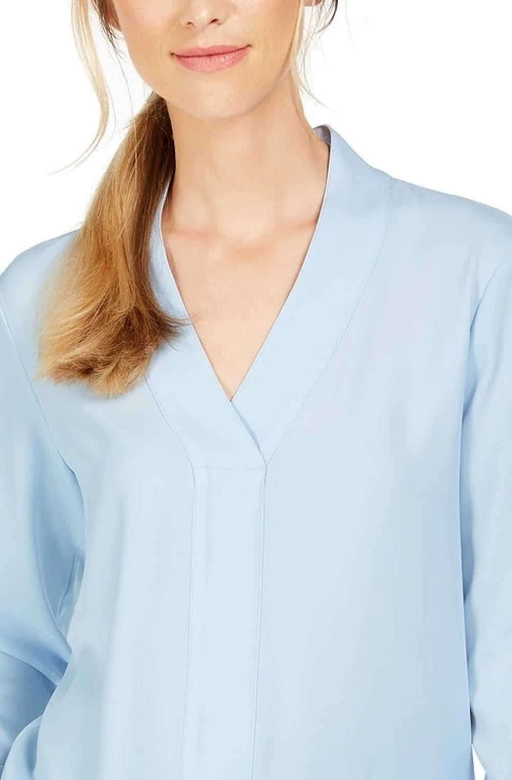 Calvin Klein Women's V Neck Top Blue Size Large