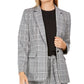 Calvin Klein Women's Plaid One Button Blazer Silver Size 12
