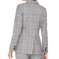Calvin Klein Women's Plaid One Button Blazer Silver Size 12