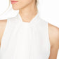 Calvin Klein Women's Petite Ruffle-Front Mock-Neck Top White Size Small