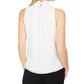 Calvin Klein Women's Petite Ruffle-Front Mock-Neck Top White Size Small