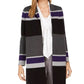 Calvin Klein Women's Petite Striped Open Front Cardigan Grey Size X-Large