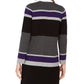 Calvin Klein Women's Petite Striped Open Front Cardigan Grey Size X-Large