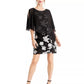 Connected Women's Embroidered Chiffon Capelet Dress Black Size 8