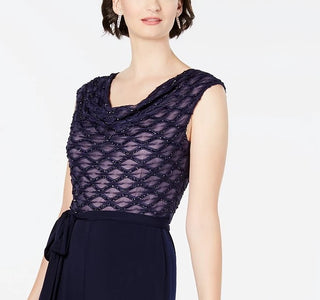 Connected Women's Glitter Illusion Wide-Leg Jumpsuit Dark Pink Size 12