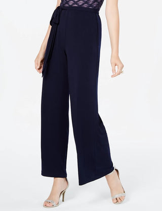 Connected Women's Glitter Illusion Wide-Leg Jumpsuit Dark Pink Size 12