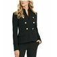 DKNY Women's Stand Collar Double Breasted Military Jacket Black Size 12