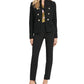 DKNY Women's Stand Collar Double Breasted Military Jacket Black Size 12